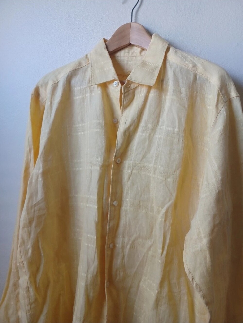 Tommy Bahama 100% Textured Linen Canary Yellow Button Down LS Shirt Large NWOT - Picture 5 of 8